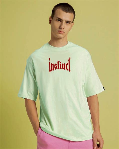 Buy Men S Green Instinct Graphic Printed Oversized T Shirt Online At