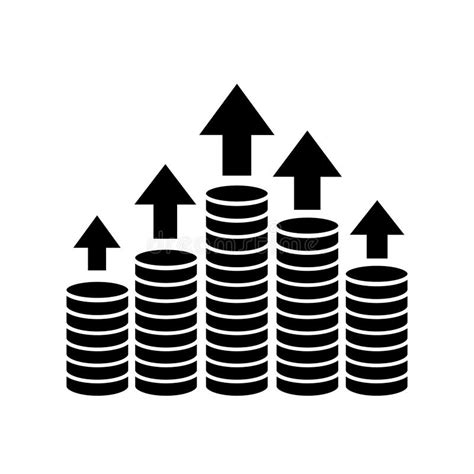 Coin Stacks With Up Arrows Growing Graph Icon Business Growth Rising