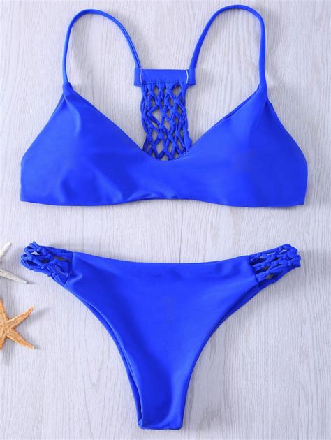 29 OFF Spaghetti Strap Hollow Out Solid Color Women S Bikini Set