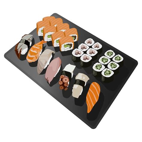 Vektordarstellung Der Japanischen Speisekarte F R Sushi Br Tchen Und