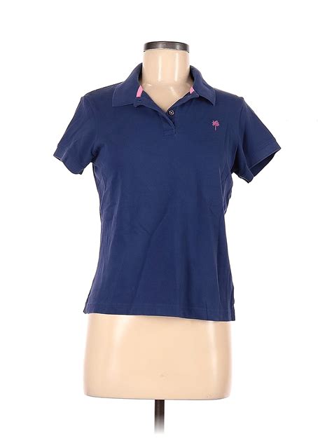 Lilly Pulitzer Solid Blue Short Sleeve Polo Size M 78 Off Thredup