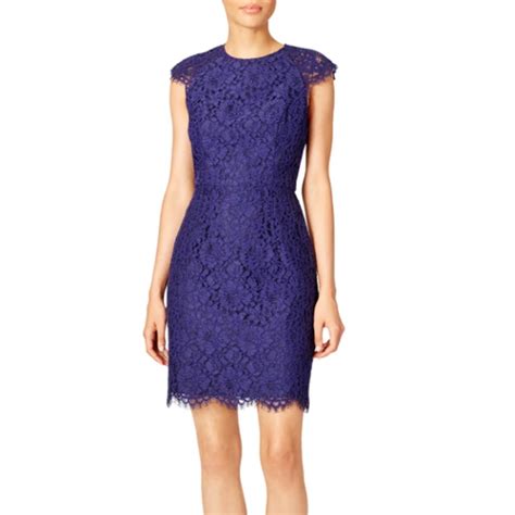 Shoshanna Jonah Lace Sheath Navy Dress Gem