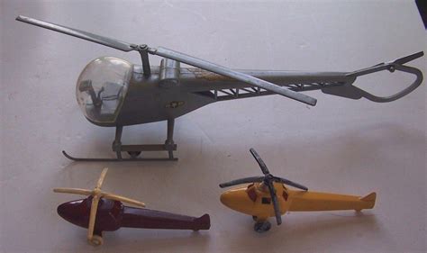 Vintage 3 Old Toy Helicopters 1950s Bell Aircraft Corporation And Acme