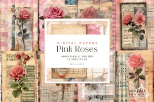 Pink Roses Junk Journal Pages Graphic By Cecily Arts Creative Fabrica