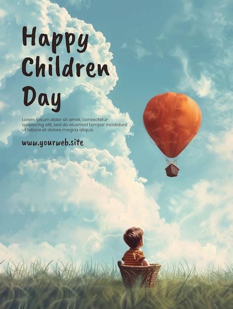 Happy Childrens Day Poster Template With Background Illustration Of