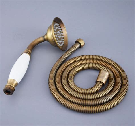 Antique Brass Hand Held Shower Head Bathroom Handheld Sprayer 1 5m