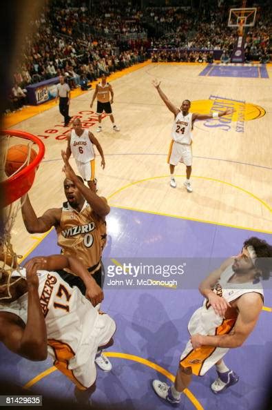 Aerial view of Washington Wizards Gilbert Arenas in action, layup vs ...