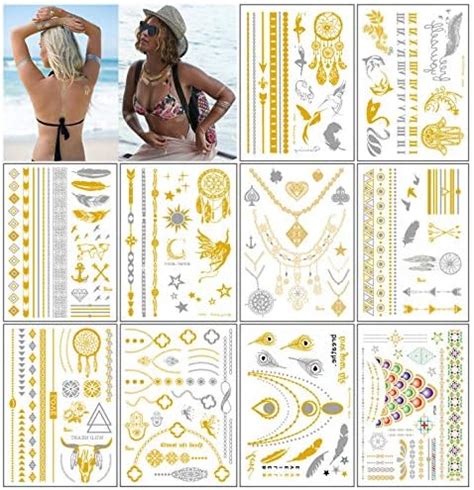 Amazon Onwon Premium Metallic Waterproof Tattoos Stickers