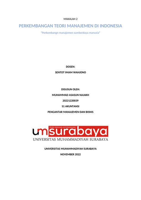 PDF PERKEMBANGAN TEORI MANAJEMEN DI INDONESIA