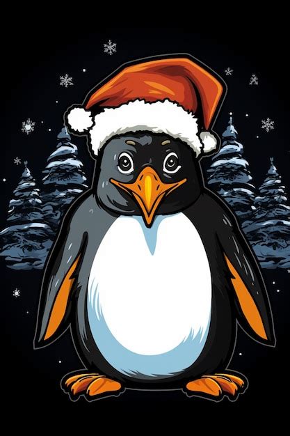 Premium Photo Penguin Wearing A Santa Hat And Standing In Front Of A