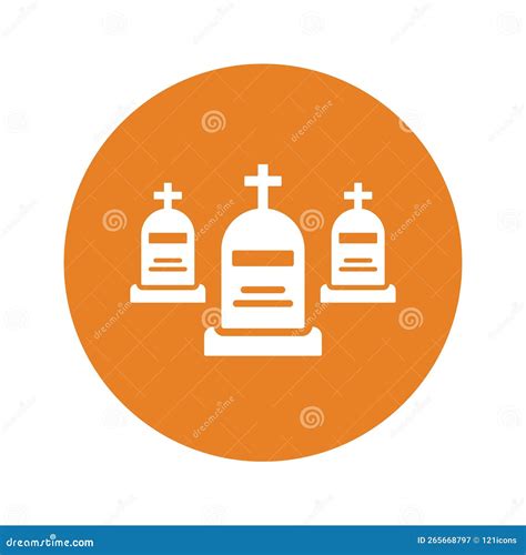 Cemeteries Graveyard Mausoleum Icon Orange Color Vector Eps Stock