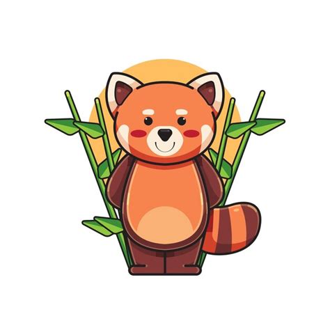 Premium Vector Cute Red Panda Vector Cartoon Illustration And Bamboo