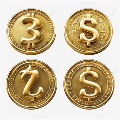 Four Different Style Gold Coin Franc Currency Symbol Set Coin Bank