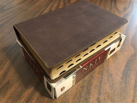 PERSONALIZED ** NKJV Study Bible Indexed - Brown Genuine Leather ...