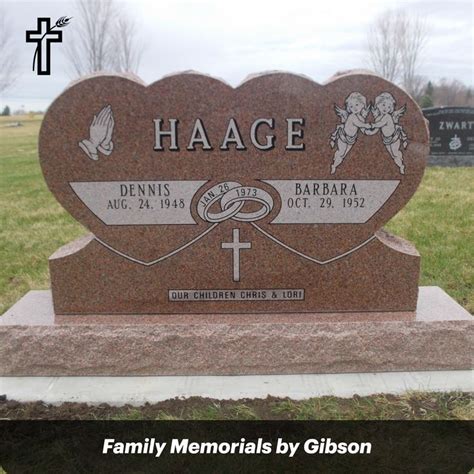 Double Heart Monument For Married Couple Headstones Grave Headstones