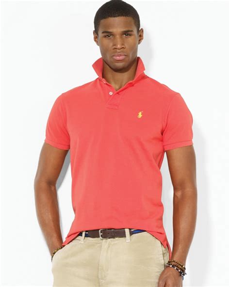 Ralph Lauren Polo Custom Mesh Polo Shirt Slim Fit In Red For Men