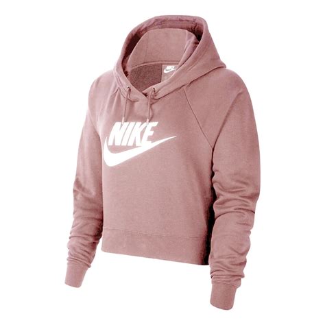 Nike Sportswear Essential Cropped Hoody Women Pink White Cj6327