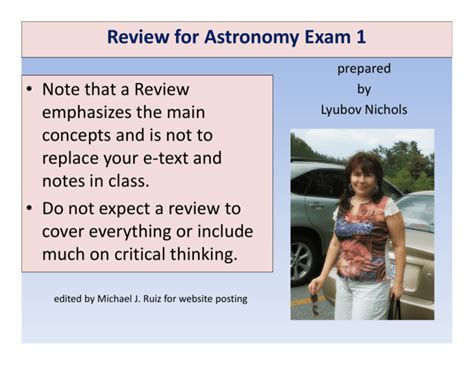 Review For Astronomy Exam