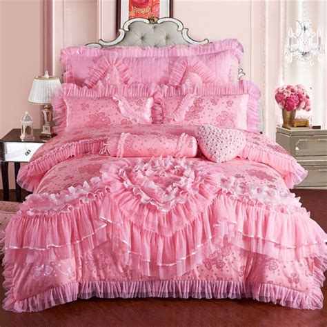 Ivarose New Silk Cotton Satin Luxury Jacquard Wedding Beding Set Lace Love Is Forever Duvet