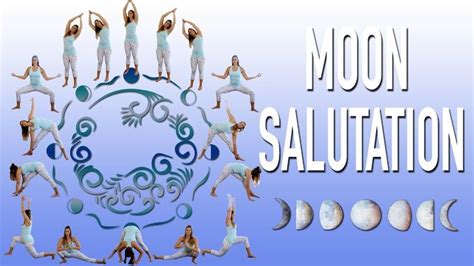 A Group Of Women Doing Yoga Poses In Front Of The Moon