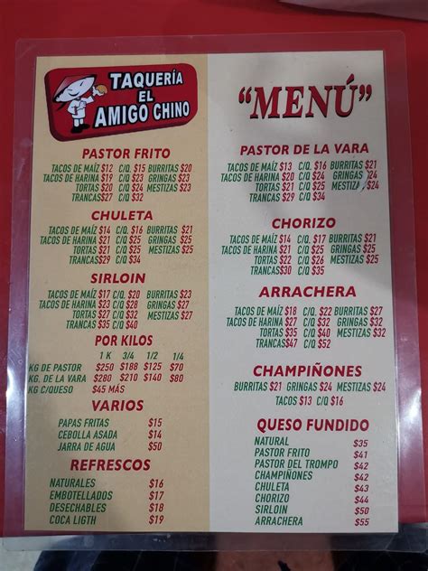 Menu At Amigo Chino Restaurant Campeche