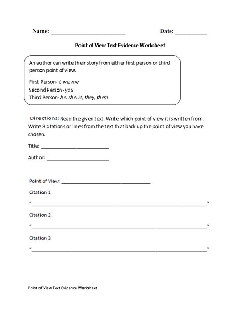 Text Evidence Worksheets