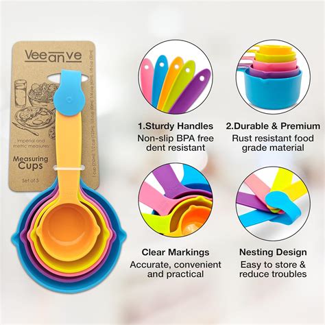 Veeanve Juego Completo De Tazas Y Cucharas Medidoras Kit Completo