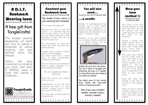 Diy Bookmark Weaving Loom Pattern Tanglecrafts Download Printable Pdf