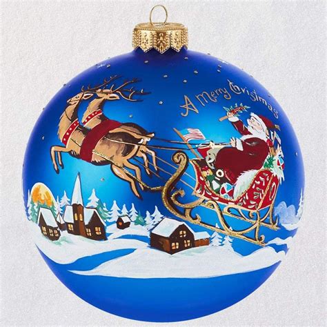 2018 Santa S Ride Ball Heritage Collection Blown Glass Hallmark Keepsake Ornament Hooked On