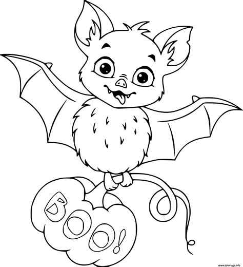 Coloriage Adorable Chauve Souris Avec Citrouille JeColorie