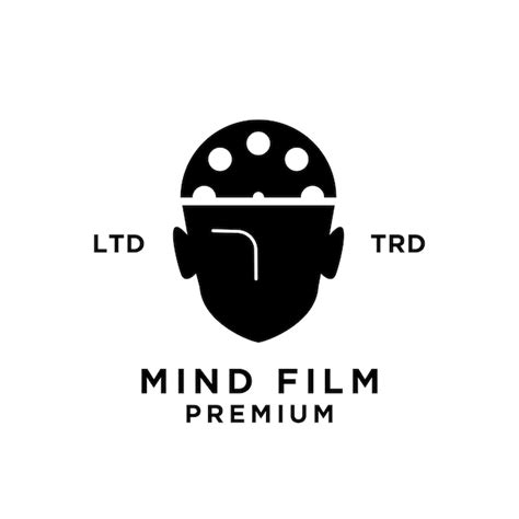 Design de ícone do logotipo mind film Vetor Premium