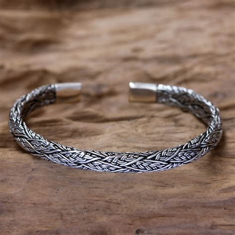 Mens Silver Cuff Bracelet Warrior Novica