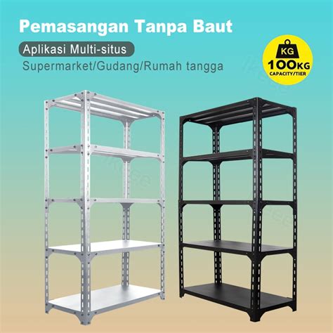 Jual Rak Besi Siku 5 Susun Rak Toko Warung Rak Gudang Rak Dapur Stainless Steel Rak Penyimpanan