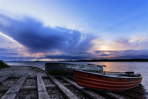 Wallpaper Sunlight Landscape Boat Sunset Sea Lake Water Shore