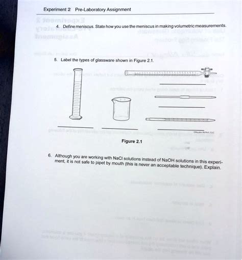 SOLVED: Experiment 2 Pre-Laboratory Assignment 78 , , Define meniscus ...