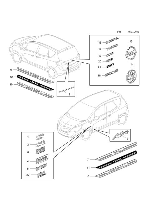 Opel MERIVA B Front Wing Nameplate And Decal Opel EPC Online