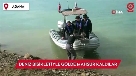 Deniz bisikletiyle gölde mahsur kalan gençleri sualtı polisleri