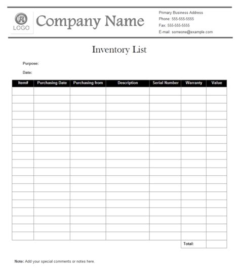 Inventory Template - SampleTemplatess - SampleTemplatess