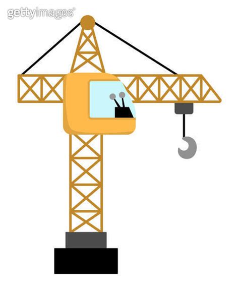 Vector Lifting Crane With Hook Construction Site And Road Work Flat