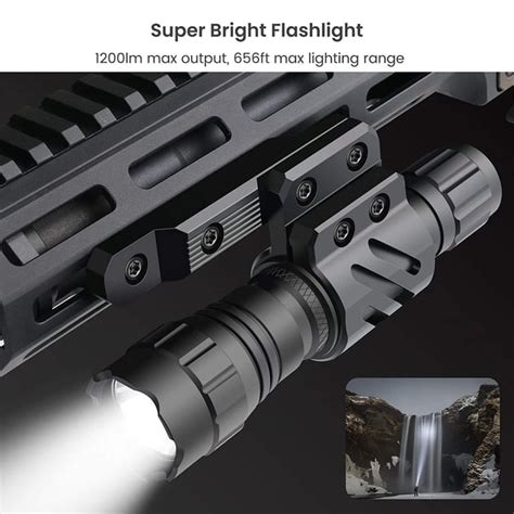 Feyachi Fl14 Mlok Flashlight 1200 Lm Tactical Flashlight Mlok Rail Rechargeable 18650 Batteries