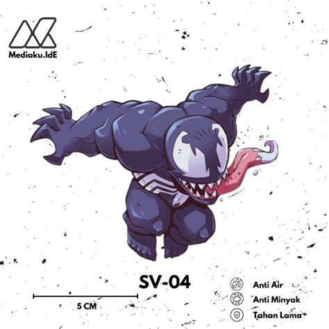 Jual Stiker High Quality Symbiote Venom Chibi Laminasi Glossy Vinyl