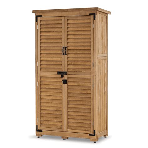 MCombo Tall Garden 1.52 x 2.85 ft. Wood Storage Shed, Brown - Walmart.com