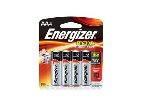 Energizer Max AA Alkaline Battery E91BP 4 4 Count Blister Pack