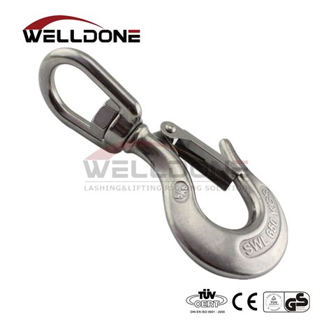 SUS304 316 Stainless Steel Swivel Eye Hook With Safety Latch China