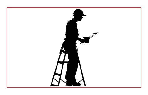 House Painter Silhouette Illustration Set Painter Workers On Ladder