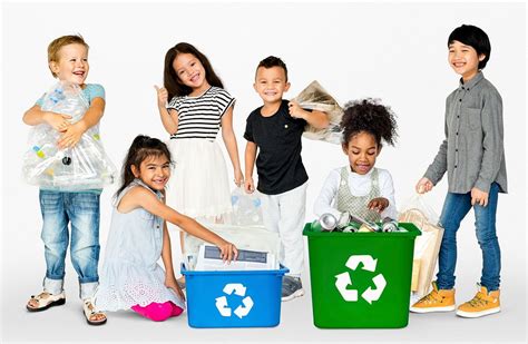 diverse group kids recycling garbage premium photo rawpixel