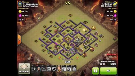 Clash Of Clans Th8 Vs Th8 Gowipe Golem Wizards And Pekka Youtube