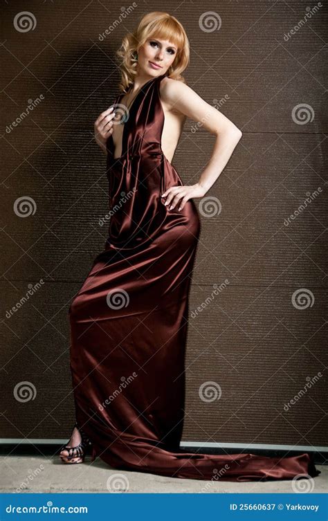 Pretty Confident Blonde Girl In Evening Dress Stock Image Image Of