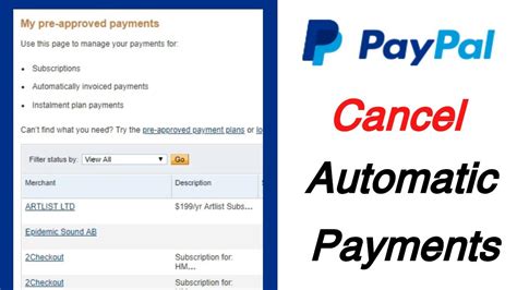 Cancel An Automatic Payments In Paypal Youtube