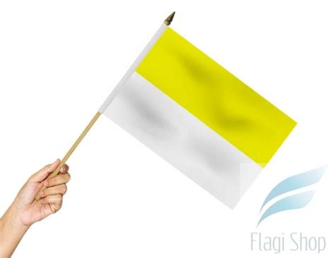 Flaga na patyku Papieska 45x30 cm Żółto Biała Hurtownia Flag